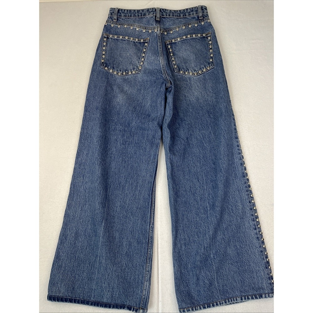 REFORMATION Cary Studded High Waist Slouchy Wide Leg Jean Chesapeake Sz 28 - Picture 2 of 8